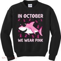 Shark In October We Wear P.I.N.K Breast Cancer Kids Sweatshirt thumb 0