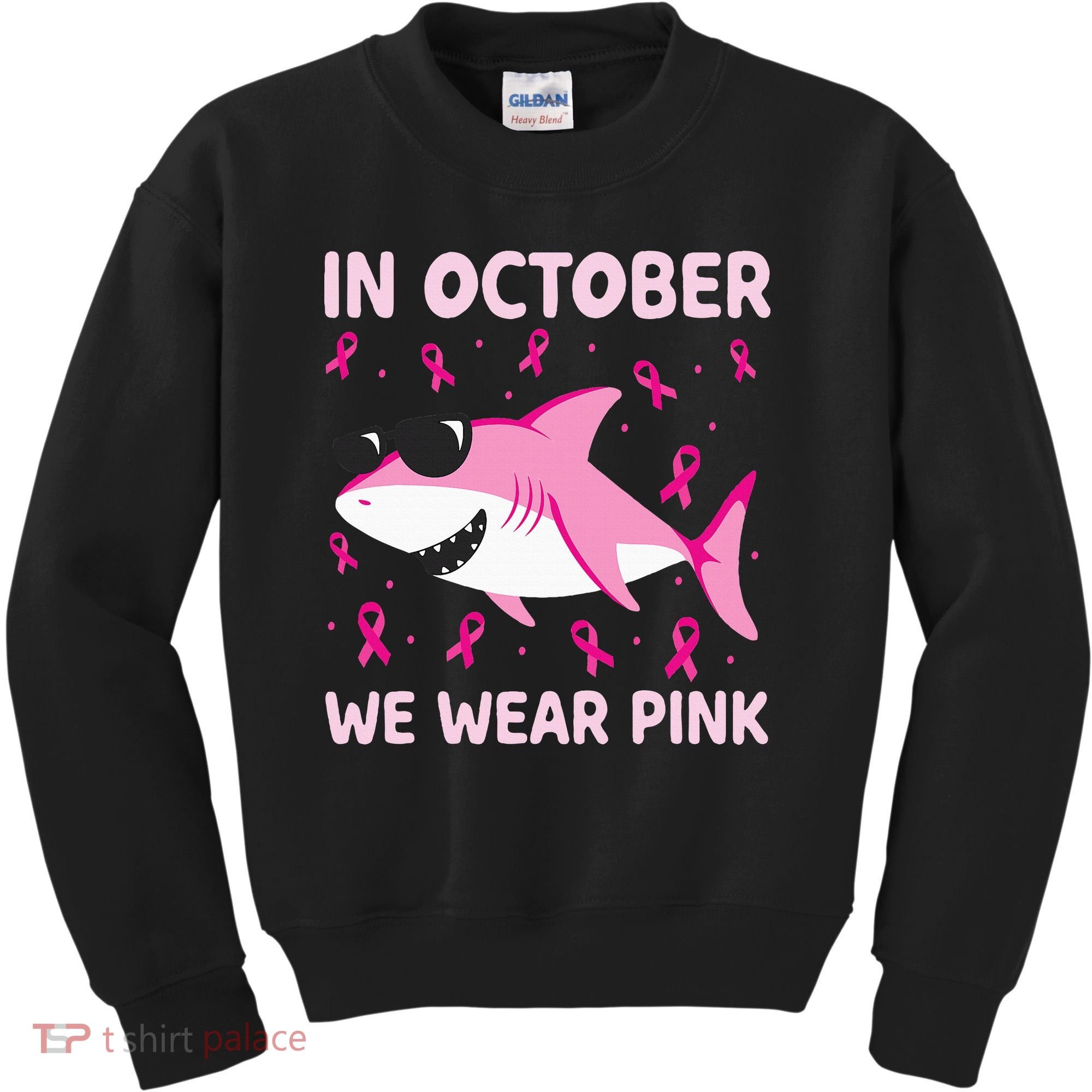 Shark In October We Wear P.I.N.K Breast Cancer Kids Sweatshirt