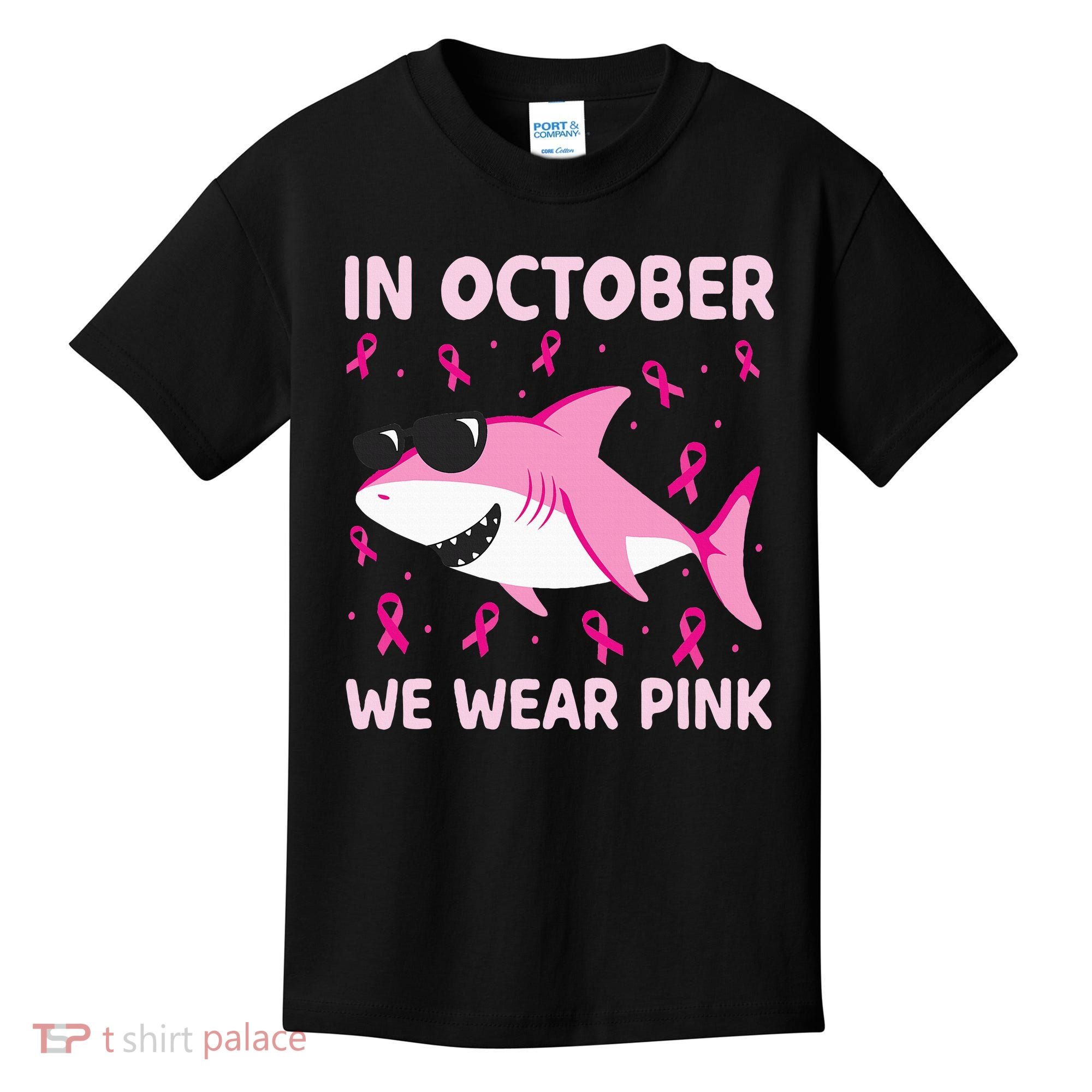 Shark In October We Wear P.I.N.K Breast Cancer Kids T-Shirt