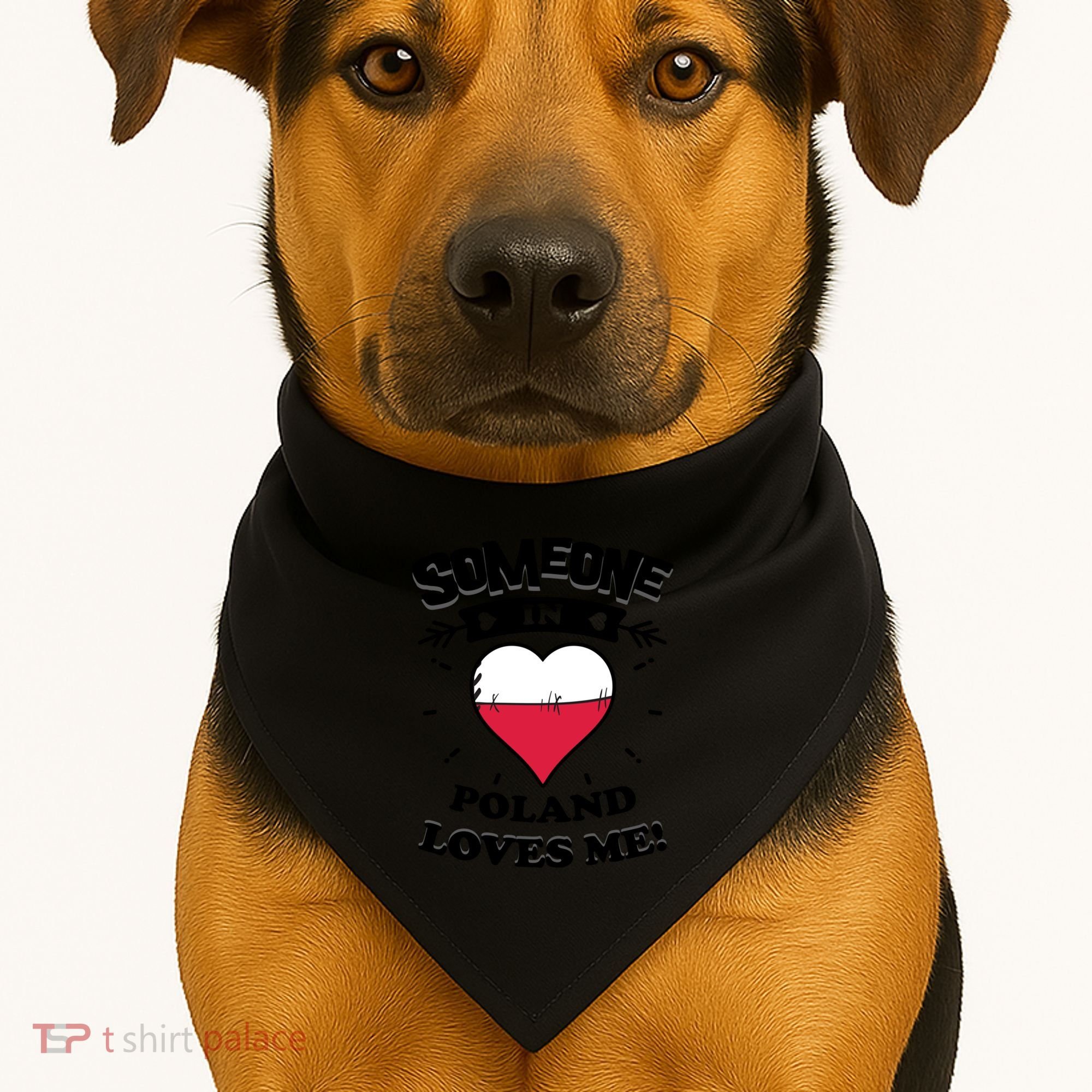 Someone In Poland Loves Me Polish Flag Heart Gift USA-Made Doggie Bandana