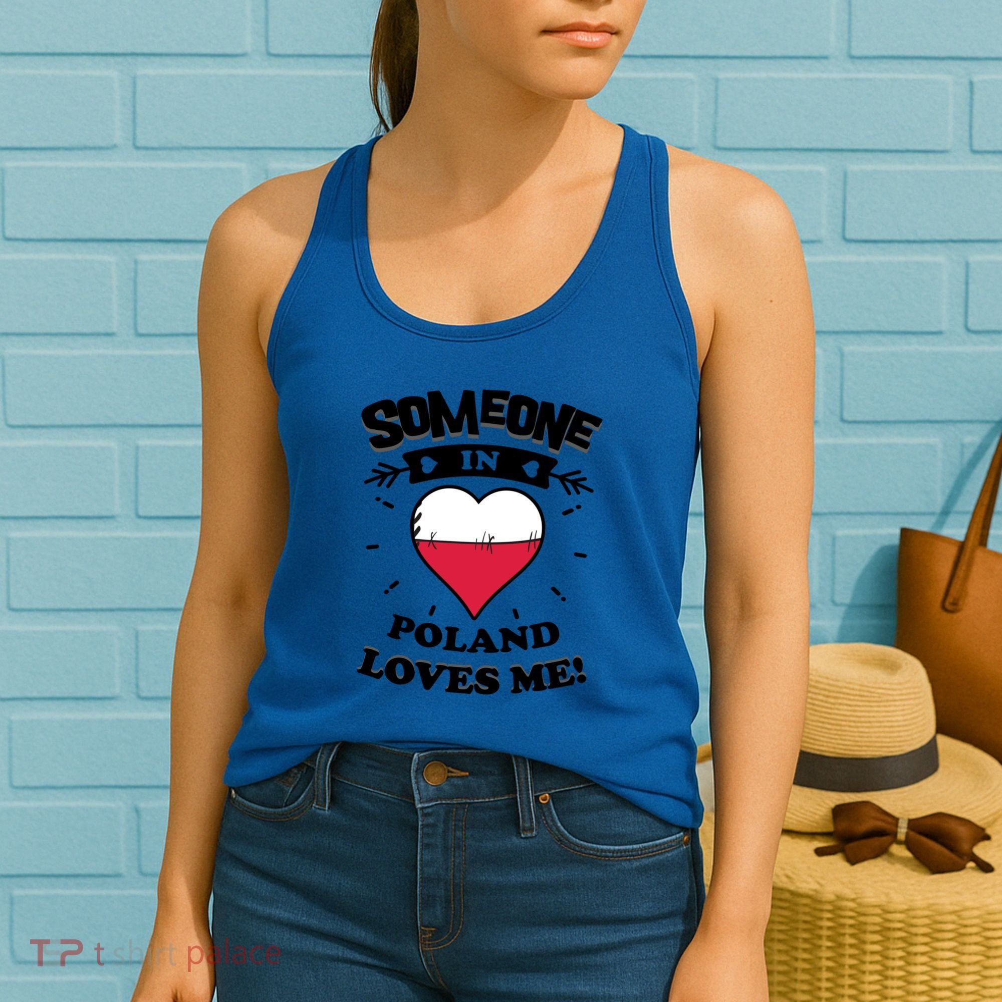 Someone In Poland Loves Me Polish Flag Heart Gift Women's Tank Top