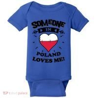 Someone In Poland Loves Me Polish Flag Heart Gift Baby Bodysuit thumb 0