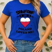 Someone In Poland Loves Me Polish Flag Heart Gift Women's T-Shirt thumb 2