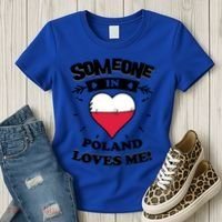 Someone In Poland Loves Me Polish Flag Heart Gift Women's T-Shirt thumb 3