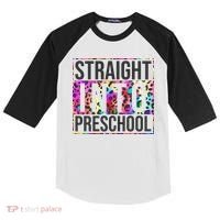 Straight Into Preschool Funny Cute Pre School Kids Colorblock Raglan Jersey thumb 0