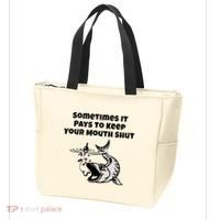 Sometimes It Pays To Keep Your Mouth Shut Funny Fishing Tote Bag thumb 3