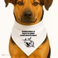 Sometimes It Pays To Keep Your Mouth Shut Funny Fishing USA-Made Doggie Bandana thumb 1
