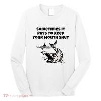 Sometimes It Pays To Keep Your Mouth Shut Funny Fishing Long Sleeve Shirt thumb 0