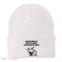 Sometimes It Pays To Keep Your Mouth Shut Funny Fishing Beanie thumb 0