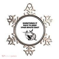 Sometimes It Pays To Keep Your Mouth Shut Funny Fishing Ornament thumb 0