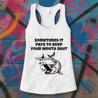 Sometimes It Pays To Keep Your Mouth Shut Funny Fishing Women's Tank Top thumb 3