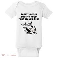 Sometimes It Pays To Keep Your Mouth Shut Funny Fishing Baby Bodysuit thumb 0