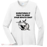 Sometimes It Pays To Keep Your Mouth Shut Funny Fishing Women's Long Sleeve Shirt thumb 0
