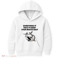 Sometimes It Pays To Keep Your Mouth Shut Funny Fishing Kids Hoodie thumb 0