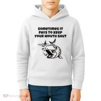 Sometimes It Pays To Keep Your Mouth Shut Funny Fishing Kids Hoodie thumb 4