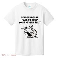 Sometimes It Pays To Keep Your Mouth Shut Funny Fishing Kids T-Shirt thumb 0