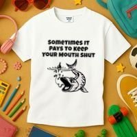 Sometimes It Pays To Keep Your Mouth Shut Funny Fishing Kids T-Shirt thumb 3
