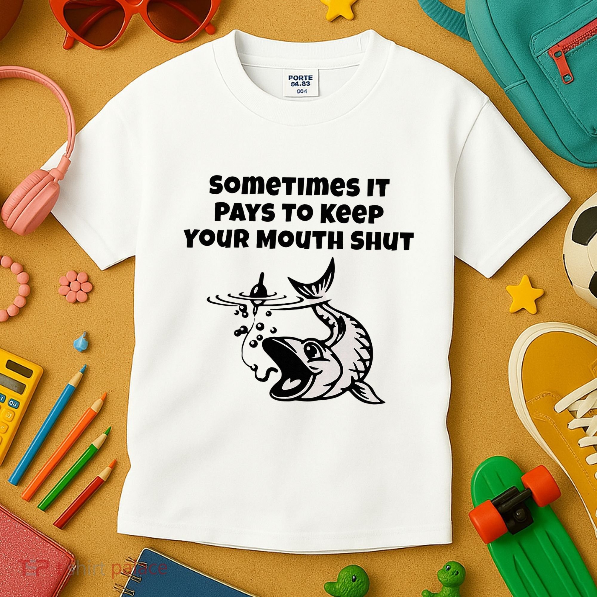 Sometimes It Pays To Keep Your Mouth Shut Funny Fishing Kids T-Shirt