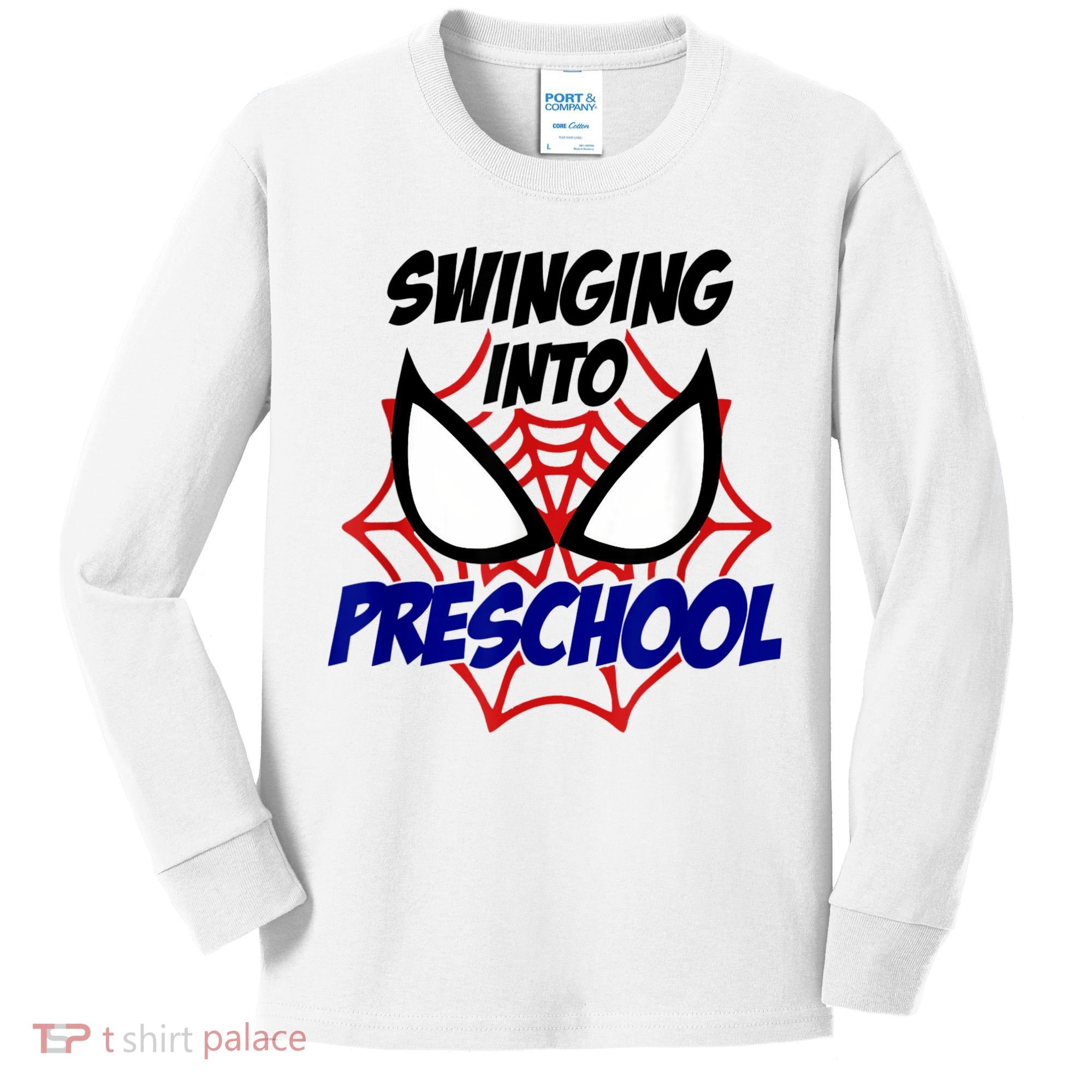 Swinging Into Preschool Shirt, Boys First Day Of PreK Kids Long Sleeve Shirt