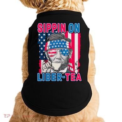 Sippin On Liberty 4th of July Abraham Lincoln Doggie Tank