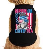 Sippin On Liberty 4th of July Abraham Lincoln Doggie Tank thumb 0