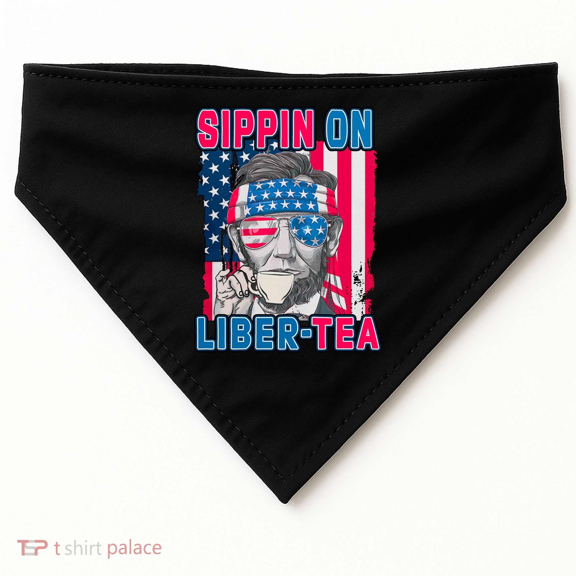 Sippin On Liberty 4th of July Abraham Lincoln USA-Made Doggie Bandana