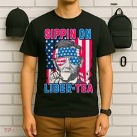 Sippin On Liberty 4th of July Abraham Lincoln T-Shirt thumb 6