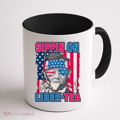 Sippin On Liberty 4th of July Abraham Lincoln Coffee Mug back