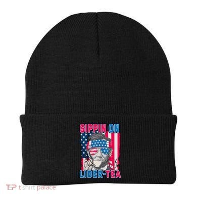 Sippin On Liberty 4th of July Abraham Lincoln Beanie
