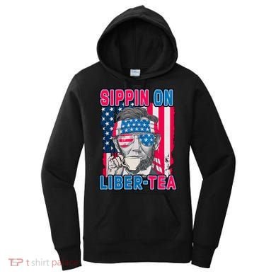 Sippin On Liberty 4th of July Abraham Lincoln Women's Hoodie
