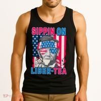 Sippin On Liberty 4th of July Abraham Lincoln Tank Top thumb 3