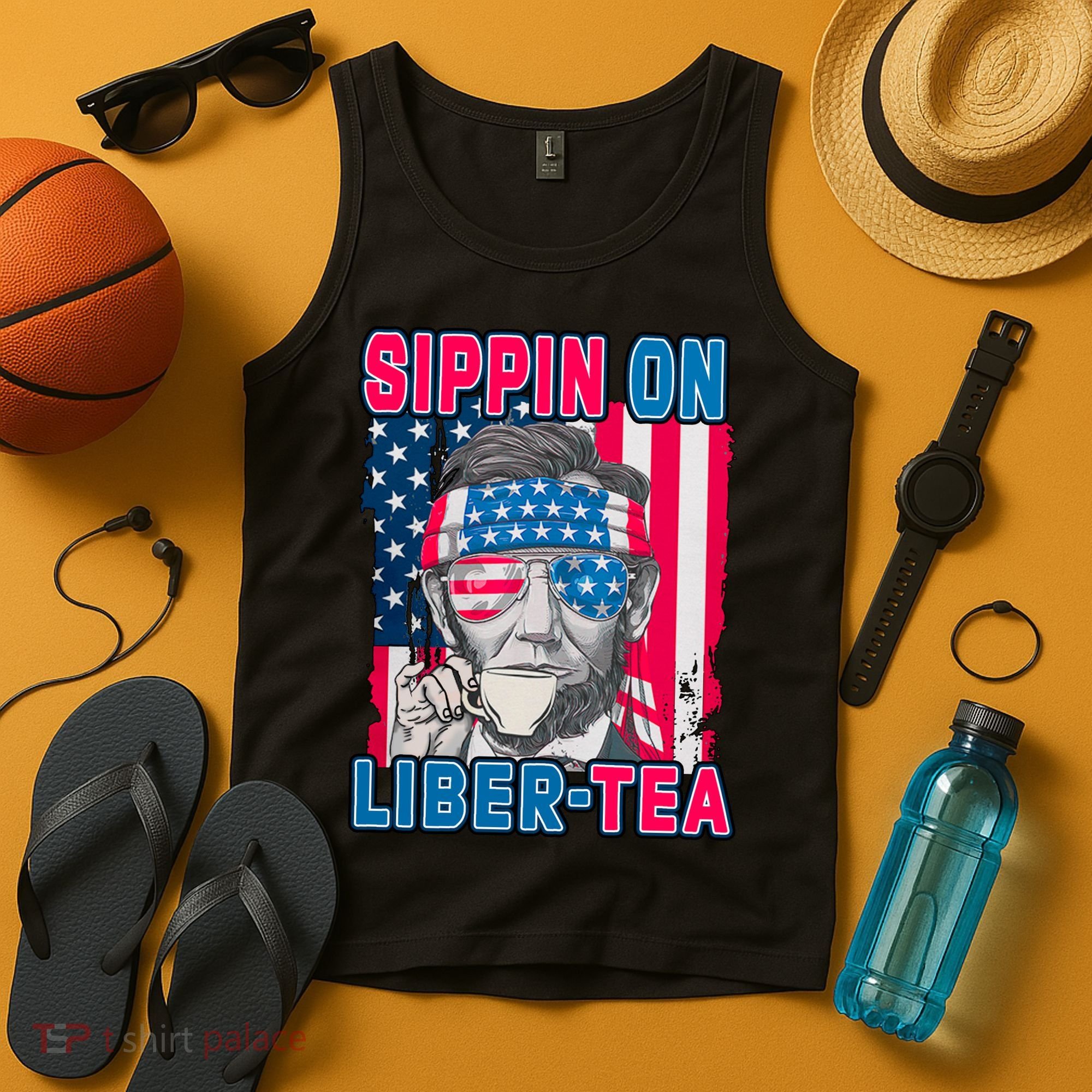 Sippin On Liberty 4th of July Abraham Lincoln Tank Top