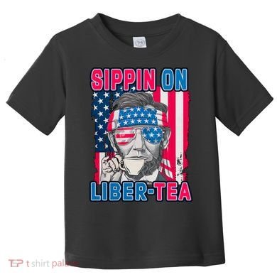 Sippin On Liberty 4th of July Abraham Lincoln Toddler T-Shirt