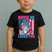 Sippin On Liberty 4th of July Abraham Lincoln Toddler T-Shirt thumb 2