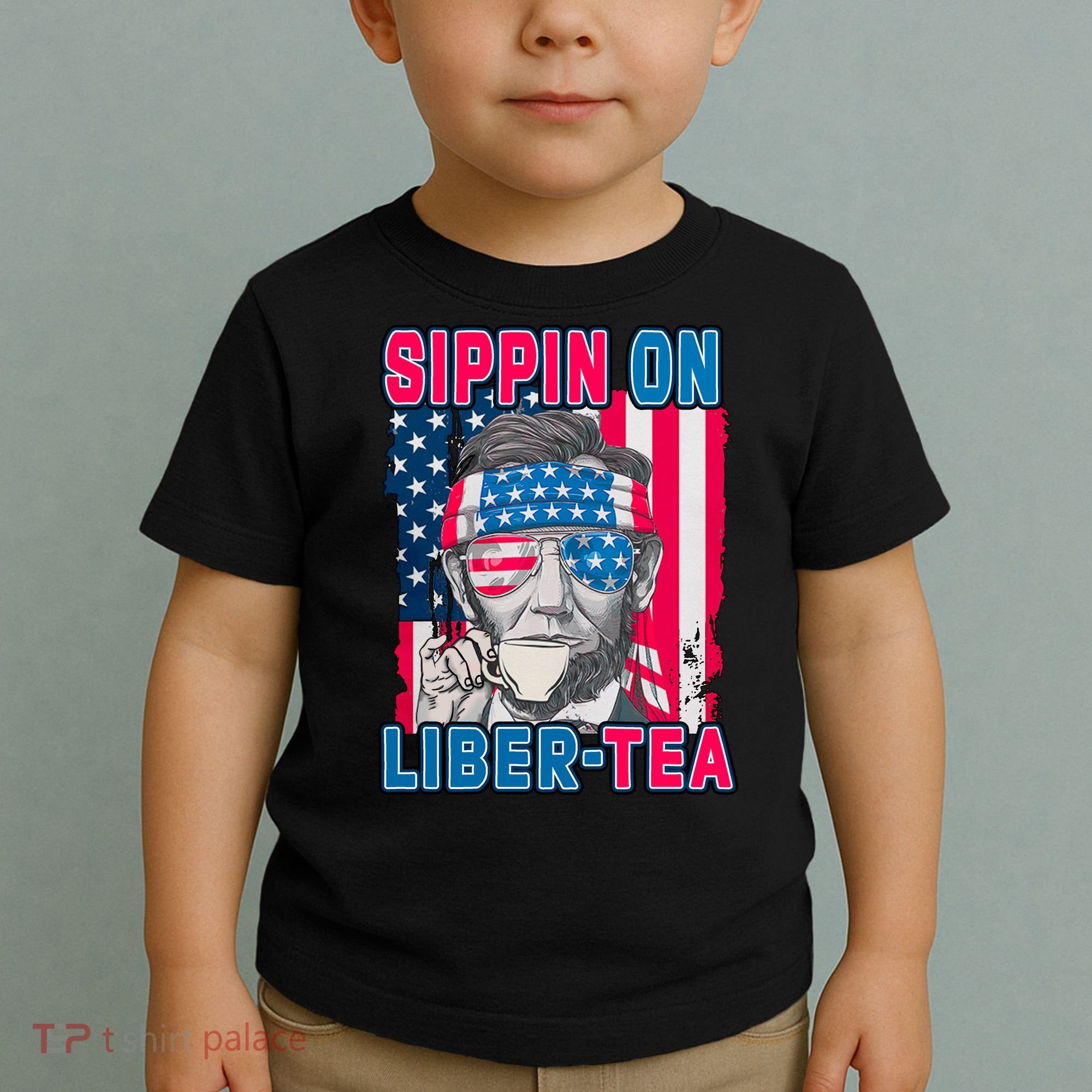 Sippin On Liberty 4th of July Abraham Lincoln Toddler T-Shirt