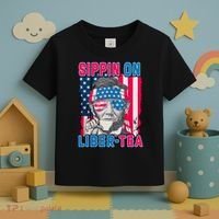 Sippin On Liberty 4th of July Abraham Lincoln Toddler T-Shirt thumb 3