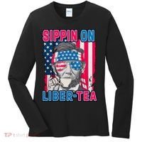 Sippin On Liberty 4th of July Abraham Lincoln Women's Long Sleeve Shirt thumb 0