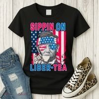 Sippin On Liberty 4th of July Abraham Lincoln Women's T-Shirt thumb 3