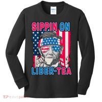 Sippin On Liberty 4th of July Abraham Lincoln Kids Long Sleeve Shirt thumb 0