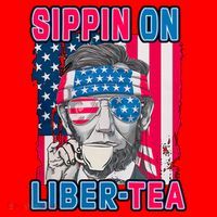 Sippin On Liberty 4th of July Abraham Lincoln Santa Hat thumb 1