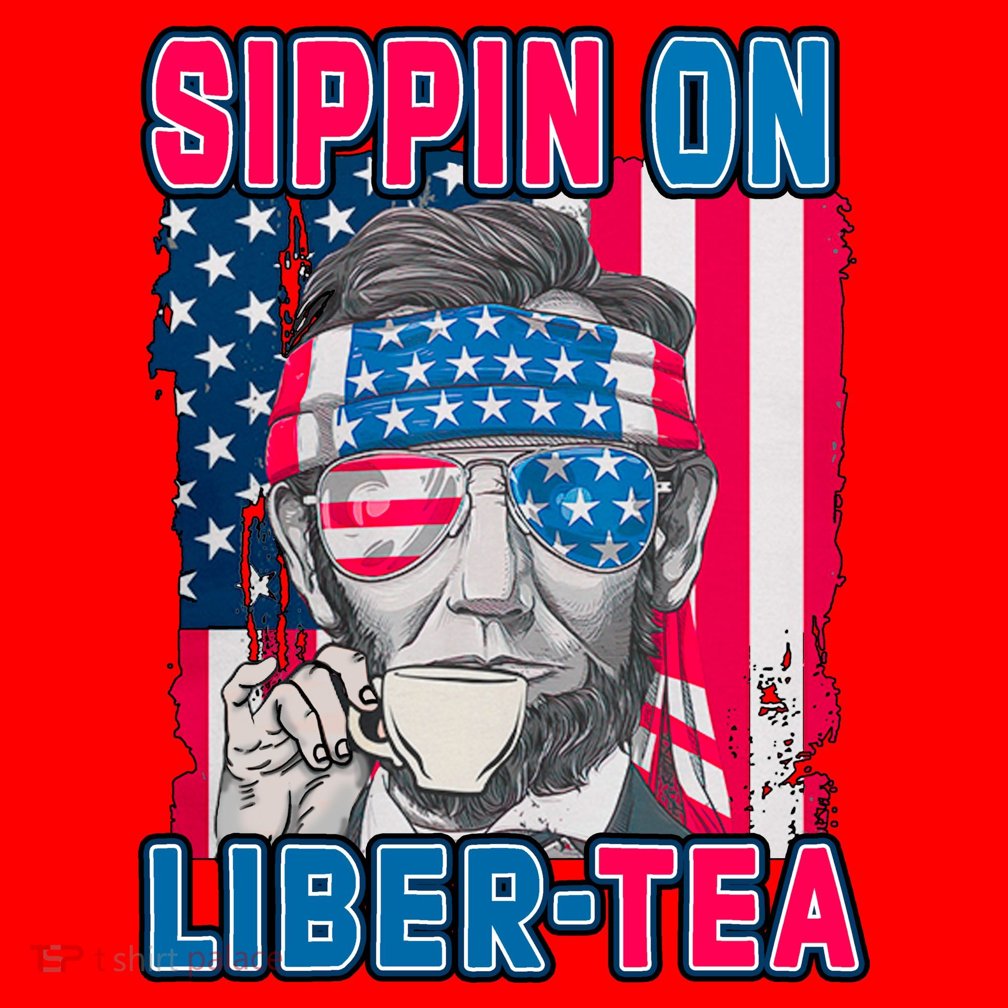 Sippin On Liberty 4th of July Abraham Lincoln Santa Hat
