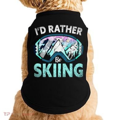Skier Id Rather Be Skiing Mountains Ski Goggles Winter Ski Gift Doggie Tank