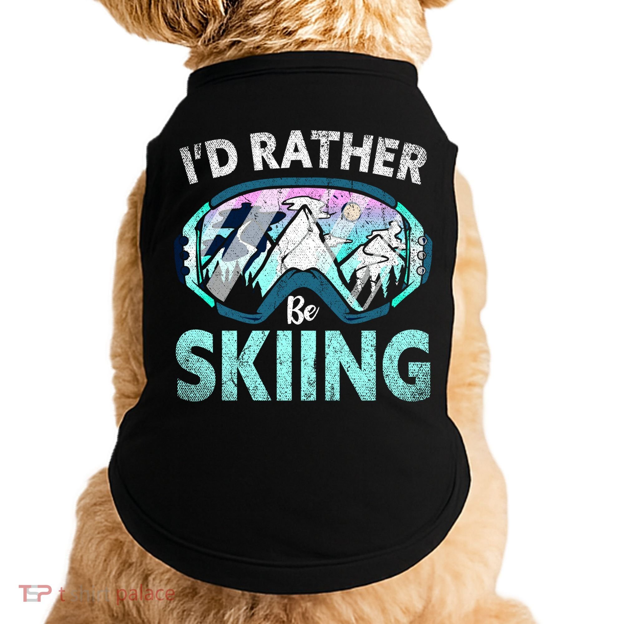 Skier Id Rather Be Skiing Mountains Ski Goggles Winter Ski Gift Doggie Tank