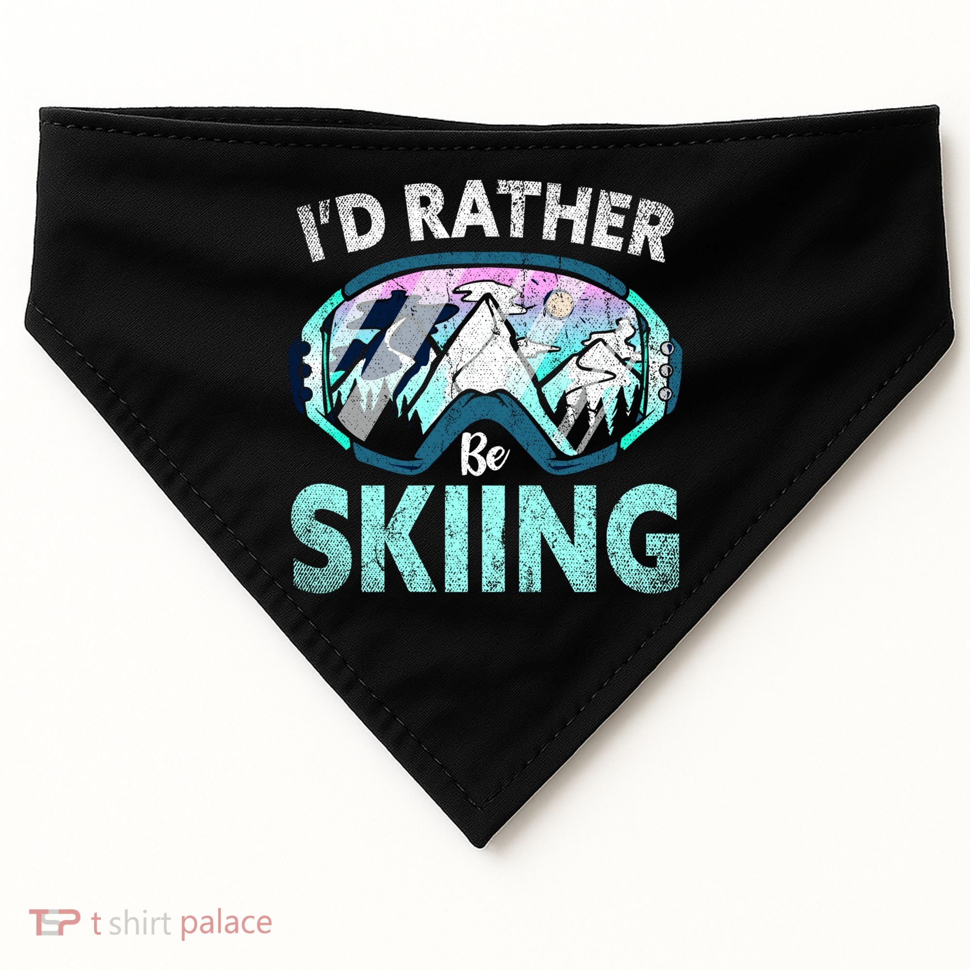 Skier Id Rather Be Skiing Mountains Ski Goggles Winter Ski Gift USA-Made Doggie Bandana