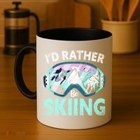 Skier Id Rather Be Skiing Mountains Ski Goggles Winter Ski Gift Coffee Mug thumb 4