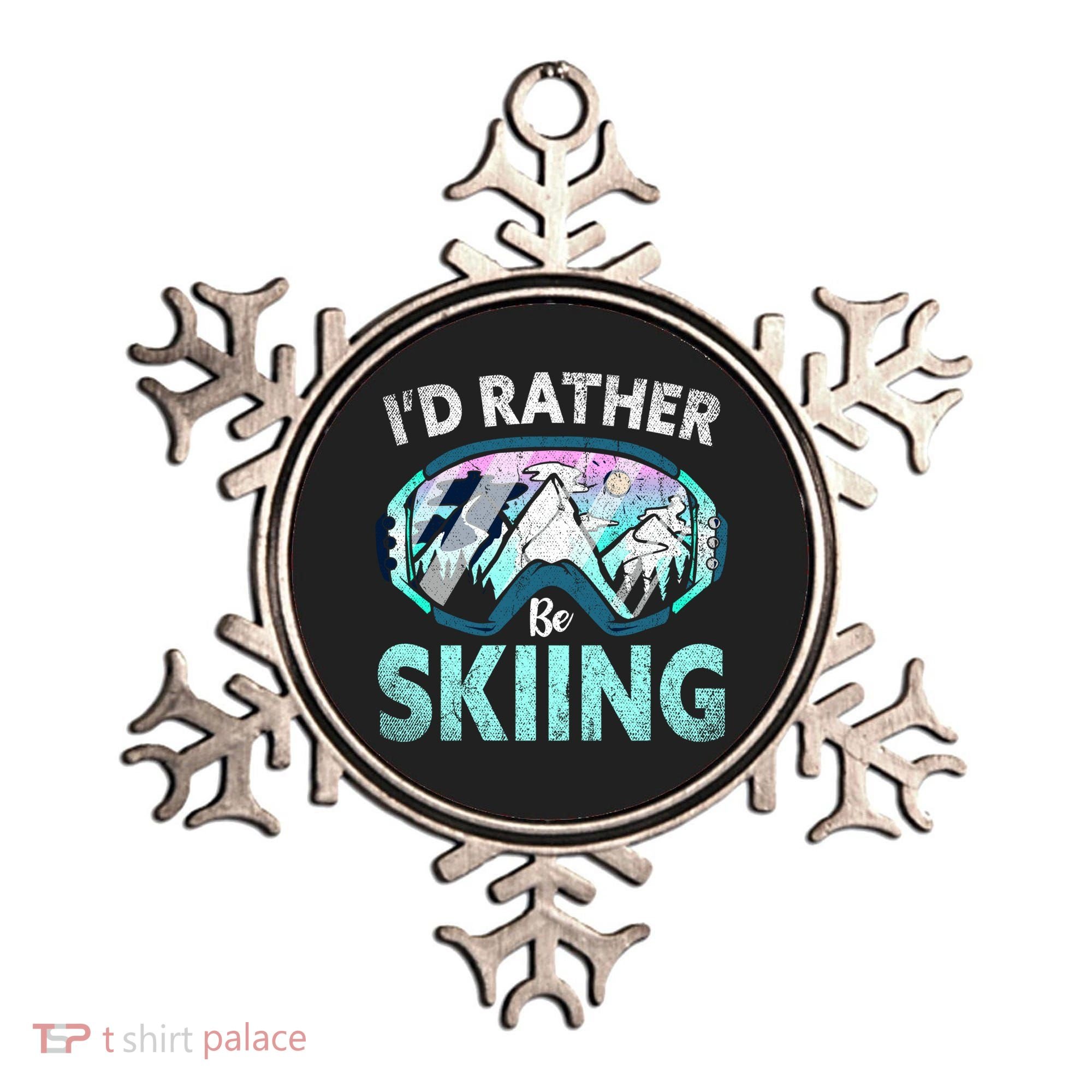Skier Id Rather Be Skiing Mountains Ski Goggles Winter Ski Gift Ornament