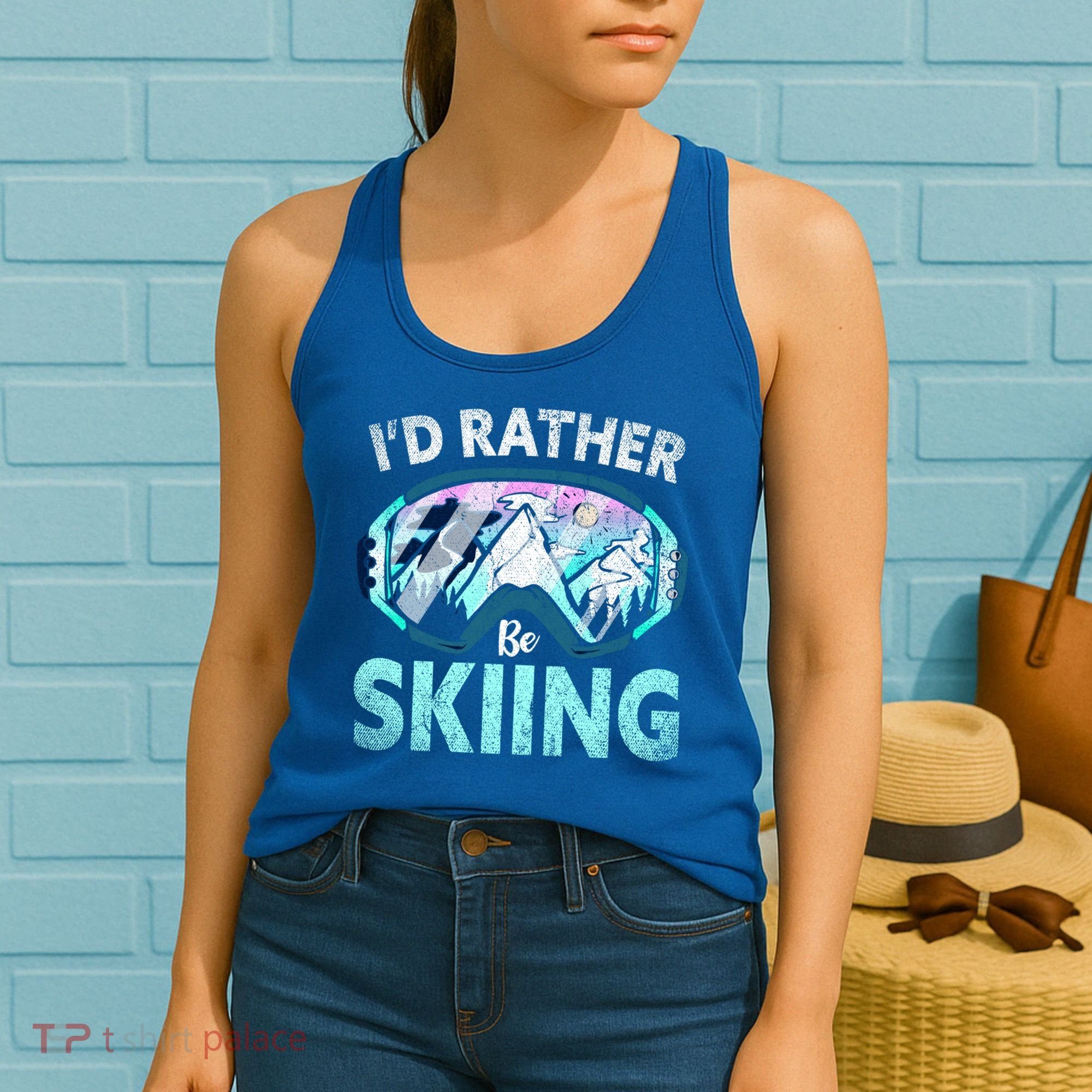 Skier Id Rather Be Skiing Mountains Ski Goggles Winter Ski Gift Women's Tank Top