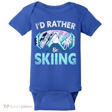 Skier Id Rather Be Skiing Mountains Ski Goggles Winter Ski Gift Baby Bodysuit