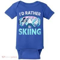 Skier Id Rather Be Skiing Mountains Ski Goggles Winter Ski Gift Baby Bodysuit thumb 0