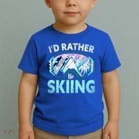 Skier Id Rather Be Skiing Mountains Ski Goggles Winter Ski Gift Toddler T-Shirt thumb 2